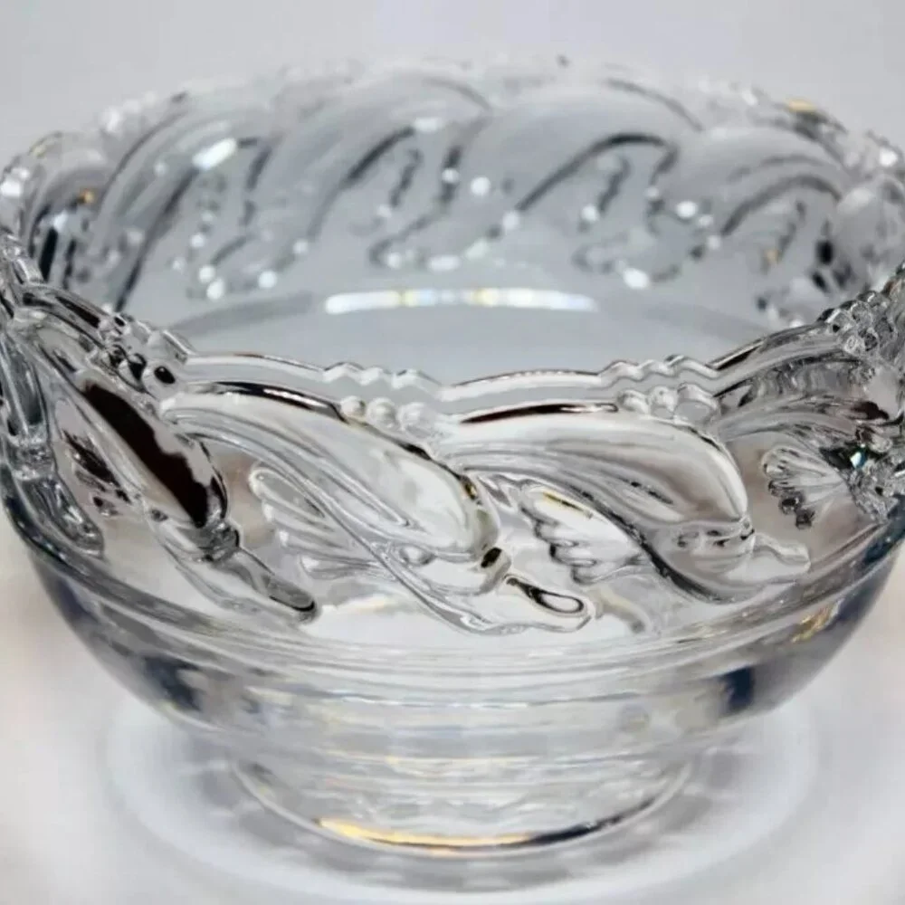 Tiffany &Co Crystal Art Glass Pedestal Bowl 